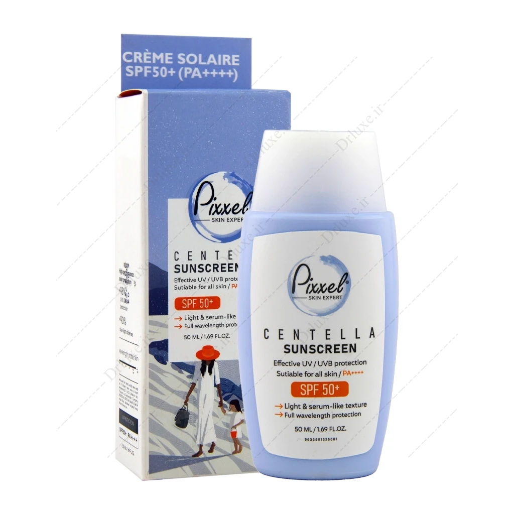 کرم ضد آفتاب SPF50 سنتلا پیکسل انواع پوست 50 میل